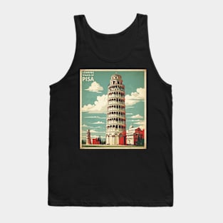 Leaning Tower of Pisa Italy Vintage Tourism Travel Poster Tank Top